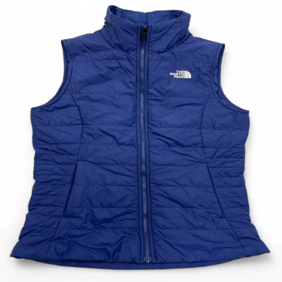 The North Face Blue Explore Vest Jacket Quilted Puffer Pockets Girls Youth XL 18 - Picture 1 of 9